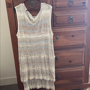 Free People Cream and Gray Knit Tunic Preloved